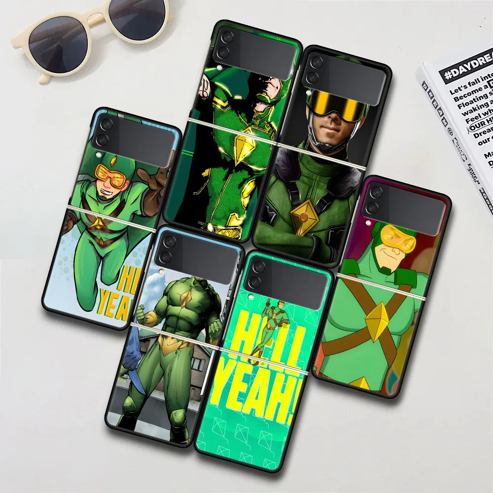 Kite Man Hell Yeah! Case for Samsung Galaxy Z Flip 4 3 5G Black Hard PC Cover Zflip4 Zflip3 Mobile Phone Coque Flip4 Flip3 Capa