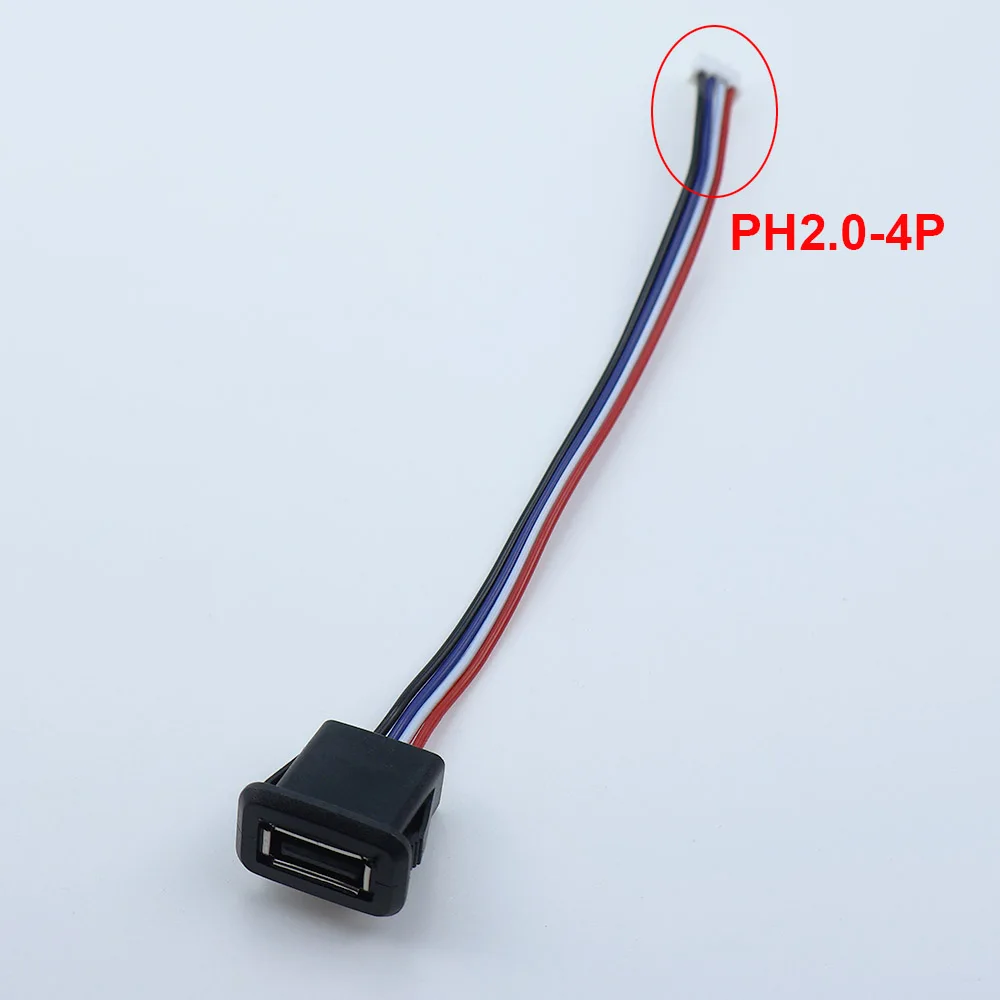 Yaru 2 Pin 4 Pin USB 2.0 Female Power Jack 2P 4P USB 2.0 Charging Port Connector Data Interface with Cable USB Charger Socket