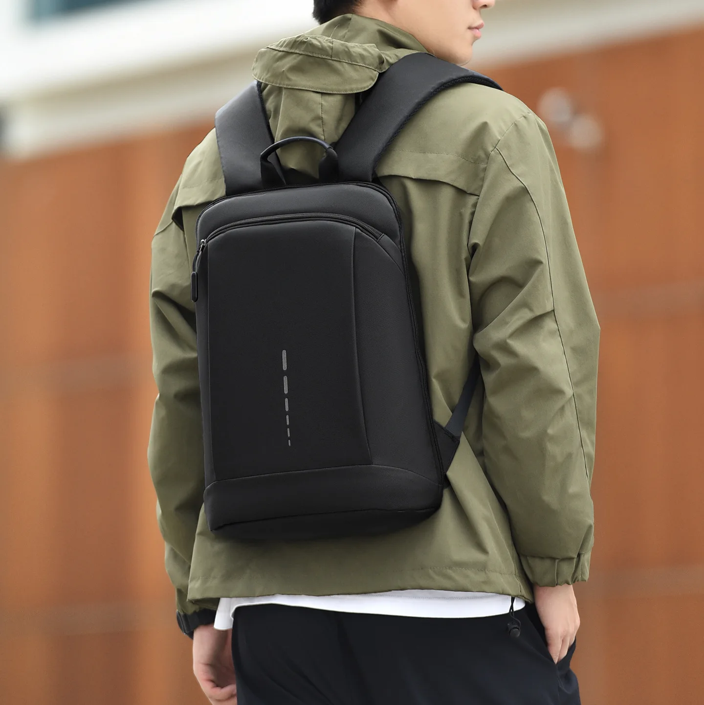 Waterproof polyester lightweight student schoolbag, vertical square large-capacity 15.6-inch computer storage business backpack
