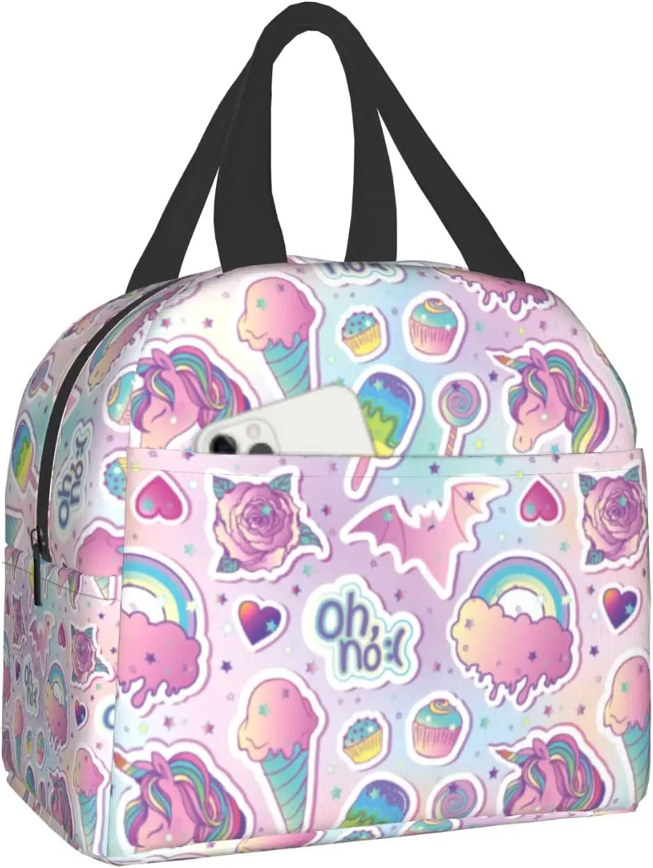 Cute Cats Insulated Lunch Bag for Woman Cute Kittens Lunch Box White Orange Gray Cats Reusable Cooler Tote Bag 8x5x8.5inch