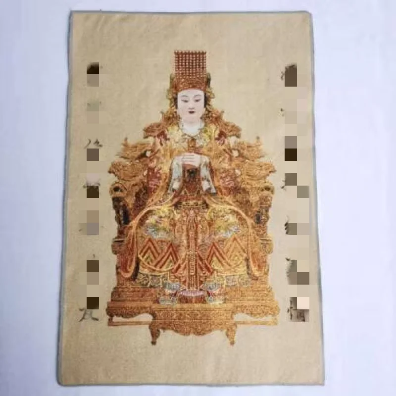 Chinese Cloth Silk Sea-God Mazu Goddess The Madonna Tangka Thangka Mural