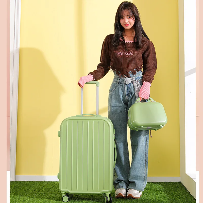 Korean version small fresh suitcase trolley case schoolgirl cute leather lockbox travel case