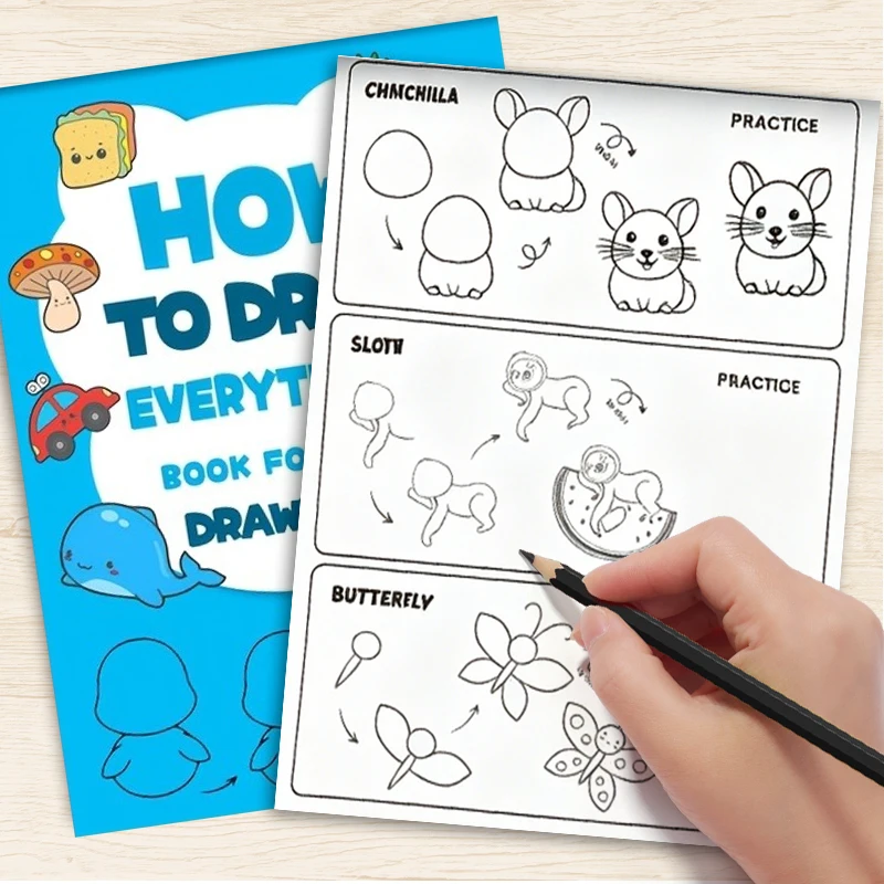 

Children's Drawing and Coloring Book, Learn How to Draw, 96 Animal Patterns, How to Draw Everything, 32-Page Coloring Book, Pattern Breakdown Teaching Drawing Book, Tabletop Game.