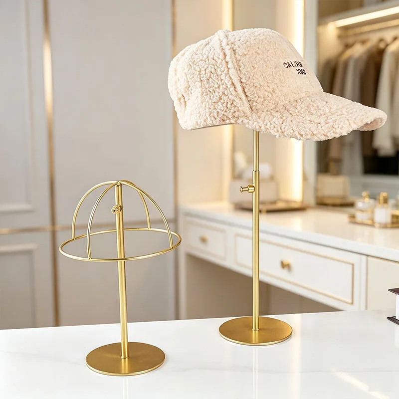 Iron Liftable Light Luxury Hat Display Rack Hat Support Clothing Store desktop Iron Hat Rack Shopping Mall Adjustable Hat Displa