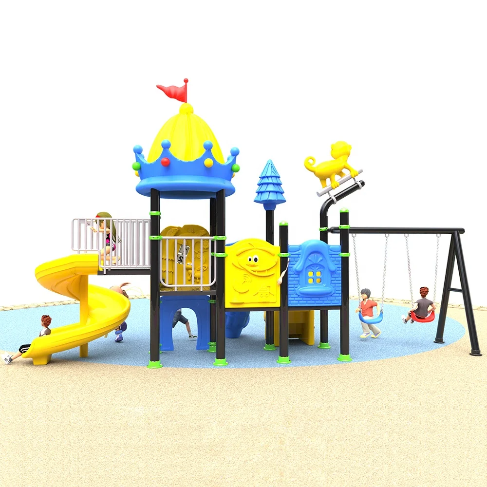 Multifunctional Children Wholesale Daycare Outdoor Play Area Playground Kids Plastic Slide Swing Set