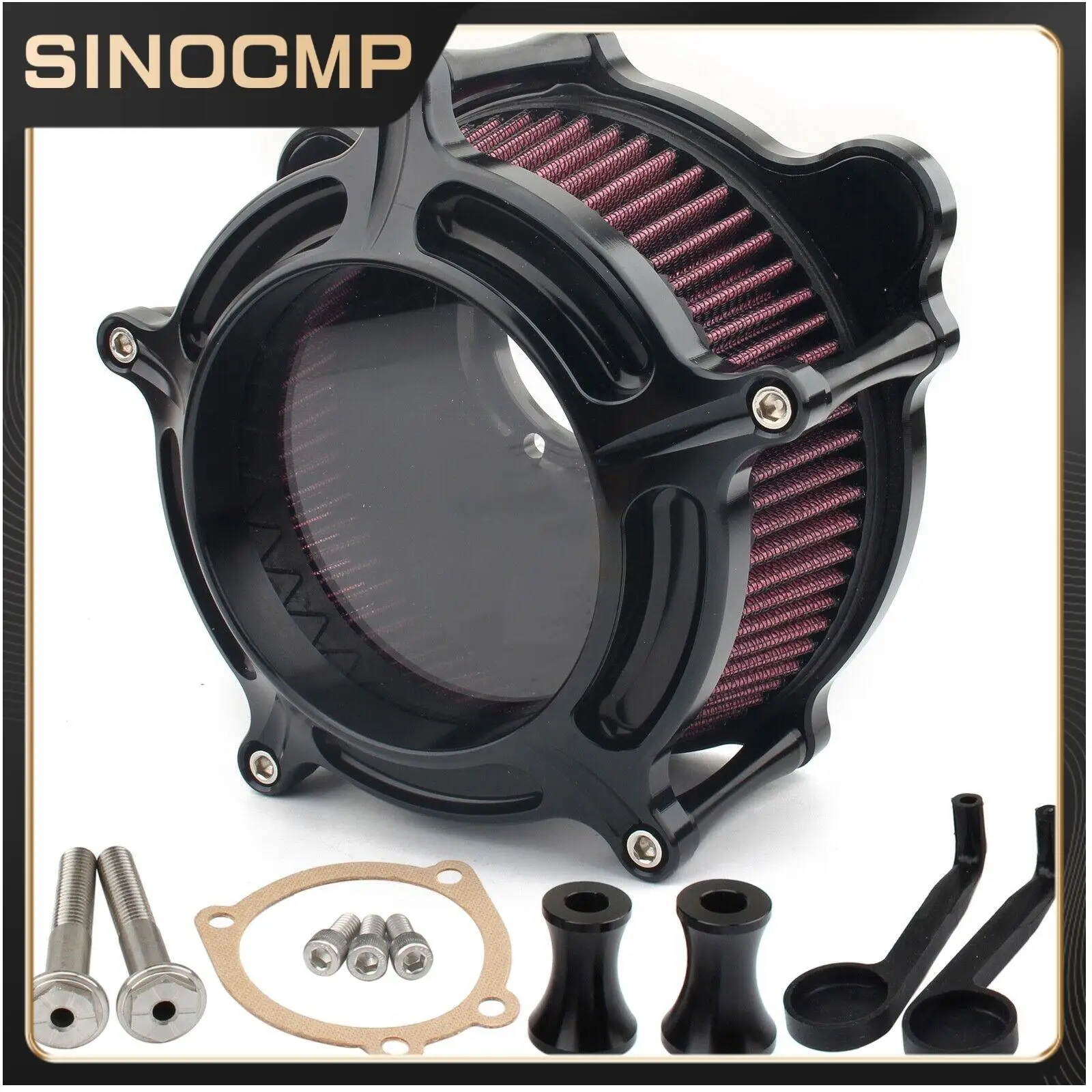 1-pz-filtro-aria-moto-per-harley-evo-twin-cam-dyna-softail-fatboy-cnc-nero-filtro-aria-filtro-di-aspirazione-nuovo-di-zecca