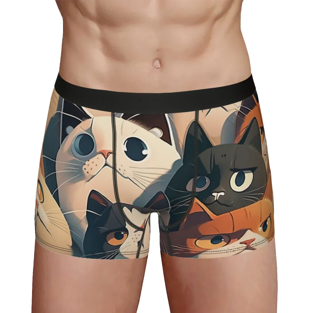 Cat Gang Love  Underpants Breathbale Panties Men's Underwear Print Shorts Boxer Briefs