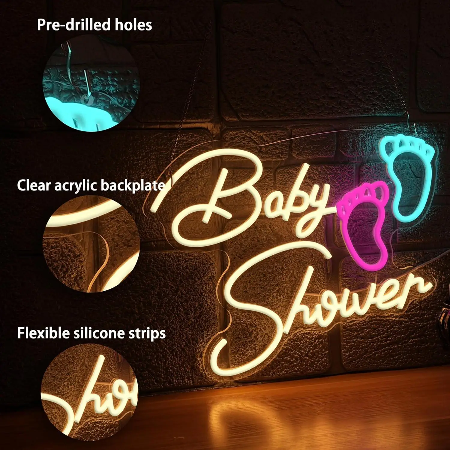 Neon LED 'Oh Baby' Tekst - Babyborrel Decoratie - usage example