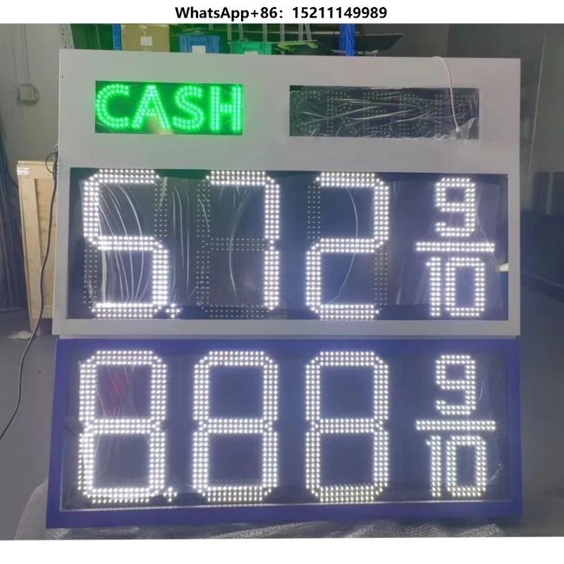 16 Inch 8.889/10 CASH CREDIT Outdoor Digital Gas Station 7 Segment Number LED Display  LED Gas Price Sign Board