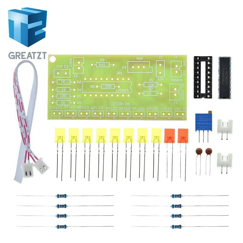 GREATZT Funny 10 Audio Level Indicator LM3915 DIY Kit Electronic Audio Indicator Suite