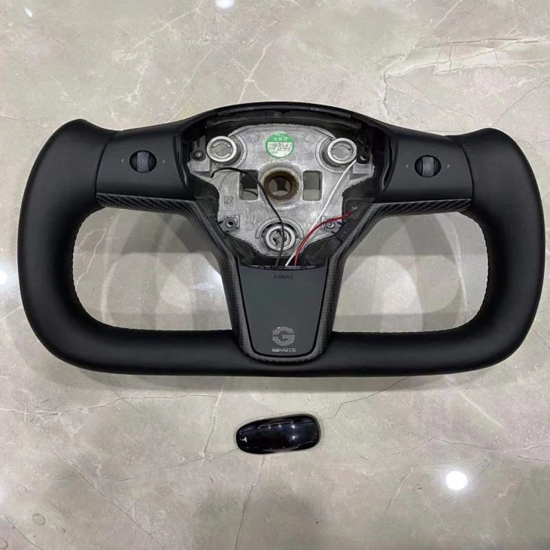 RTS For Model 3 Model Y 2021 Carbon fiber+leather+heating New Steering Wheel Square Modification