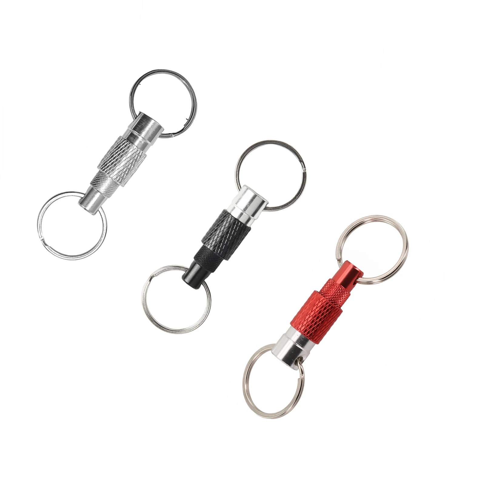 3PC Key Chains Detachable Key Holder Keychain W Detachable Key  For Ring For 360° Rotation Dual For Ring Buckle