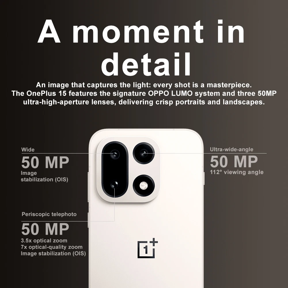 Versão Chinesa do Smartphone OnePlus 15 Desbloqueado 5G Snapdragon 8 Elite Gen 5 Tela de 6.78'' 165Hz Câmera de 50MP Bateria de 7300mAh NFC