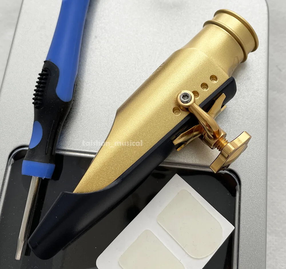 Performance PRO. Screw Satin Gold Tenor Saxophone Copper Mouthpiece W / Ligature 5 - 9 #