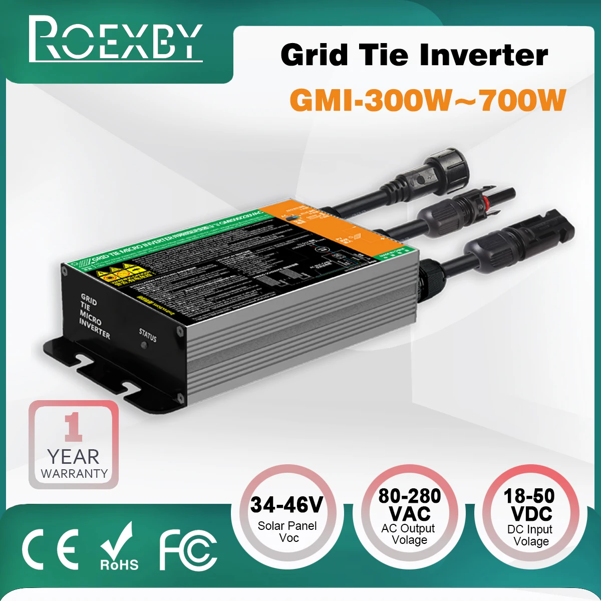 Micro Inversor da Série Gmi com Mppt para Sistema de Grade Solar pv 300w 350w 500w 600w 700w Dc26v46v Entrada Solar Ac110v240v Out