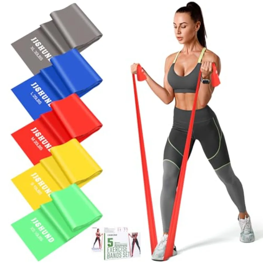 

5 Pcs Resistance Bands, Professional Exercise Bands Elastic Stretch Bands for Fitness Yoga Pilates Stretching Strength Training
