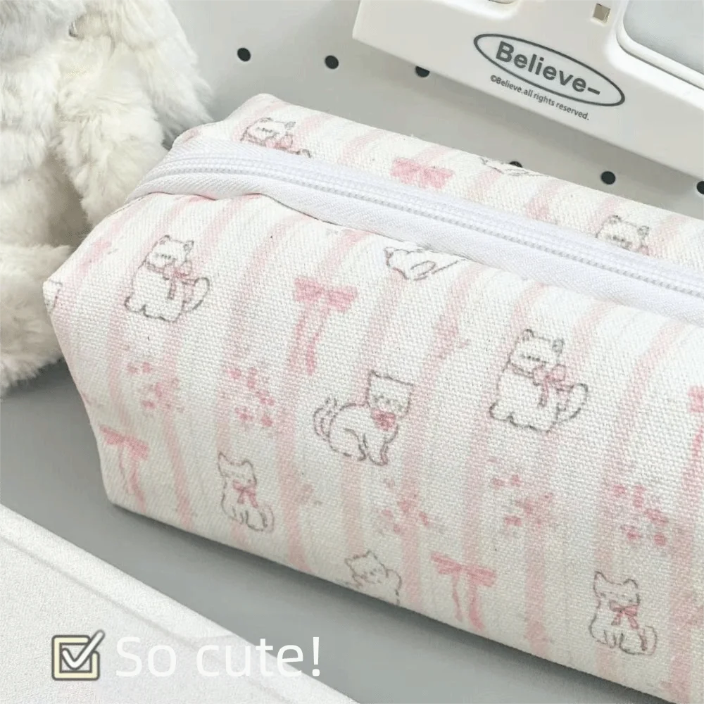High Quality Bow Cat Pen Bag Large Capacity Multifunctional Pencil Case Storage Bag Gift