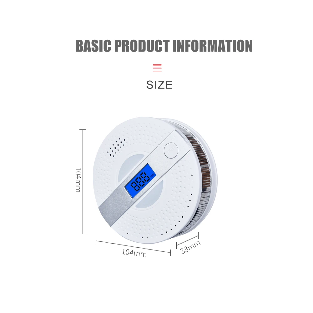 Imagem -05 - Acj-led Digital co Smoke Alarm Detector de Monóxido de Carbono Sensor de Aviso de Voz Home Security Protection Alta Sensível em 1