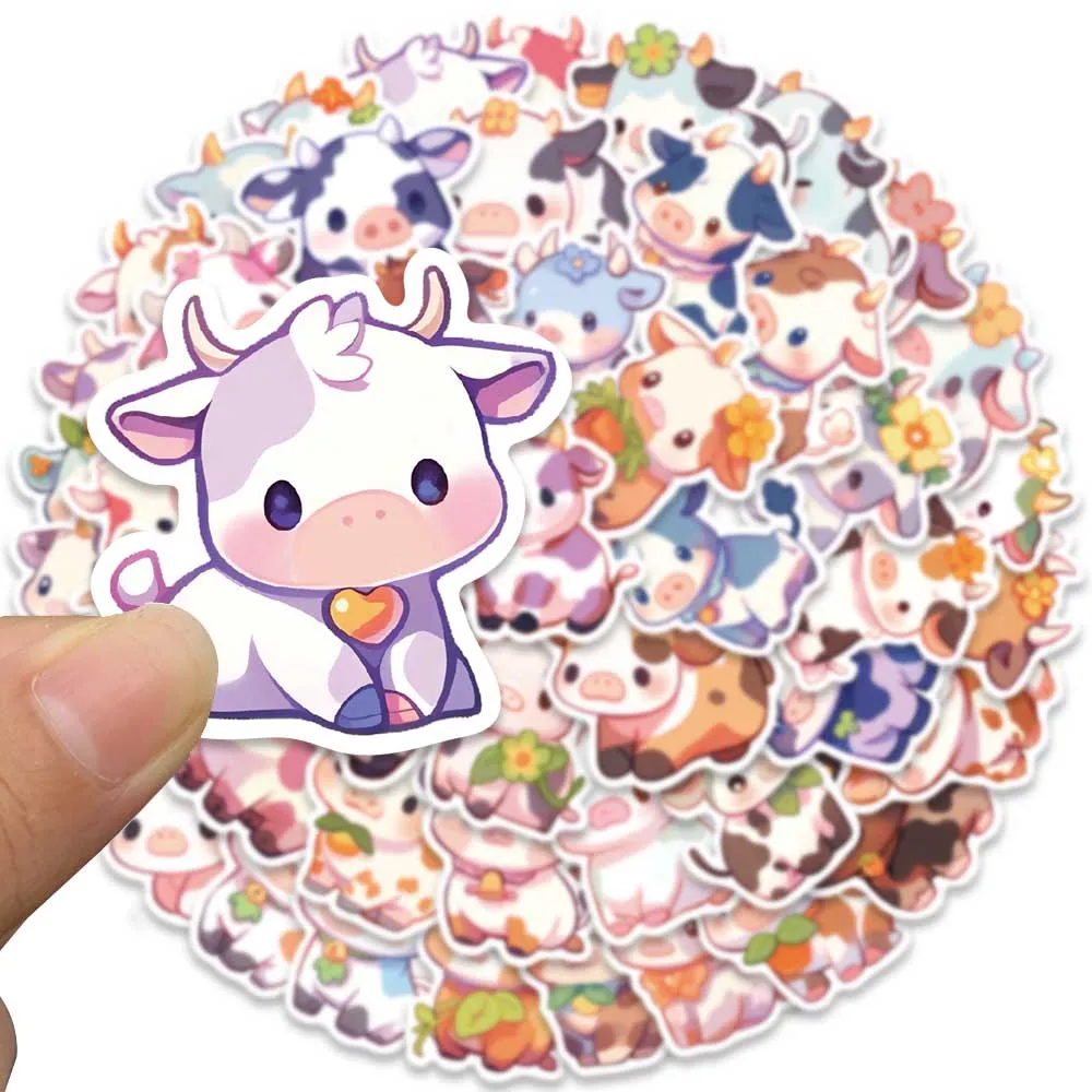 50pcs Waterproof Graffiti Cute Cartoon Cow Animal Sticker For Luggage Laptop Guitar Phone Skateboard Vinyl Decals