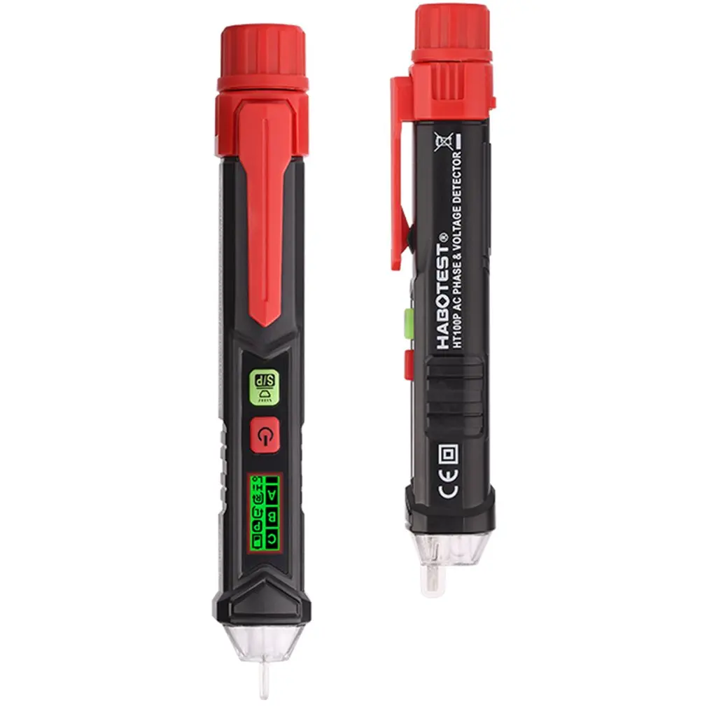 HT100P Test Pencil Non-contact Phase Sequence Meter Three Phase Alternating Current Digital Display Phase Meter Detector Tester