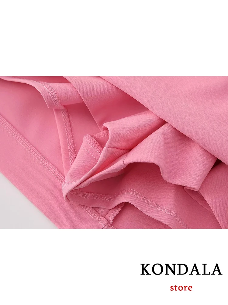 KONDALA Summer Sexy Solid Pink Party Mini Dress Women Corset Pleated Tube Dress Fashion 2023 Y2K Girl Night Club Dress Vestidos