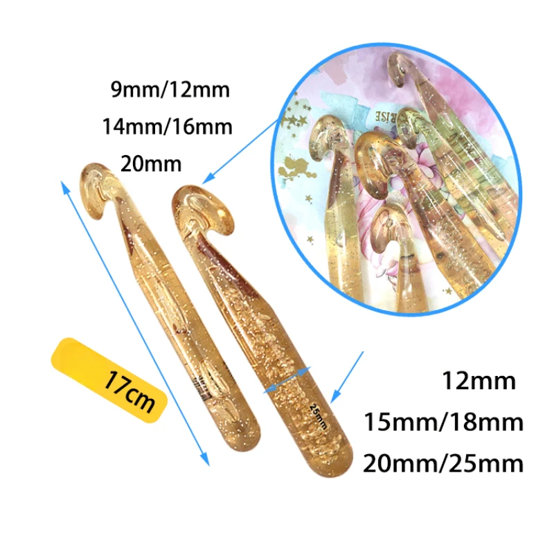 5 шт./компл., 12/15/18/20/25 мм, утолщенный АБС-пластик, кристалл, крючком, свитер, игла, инструменты для вязания, шерстяной инструмент для вязания