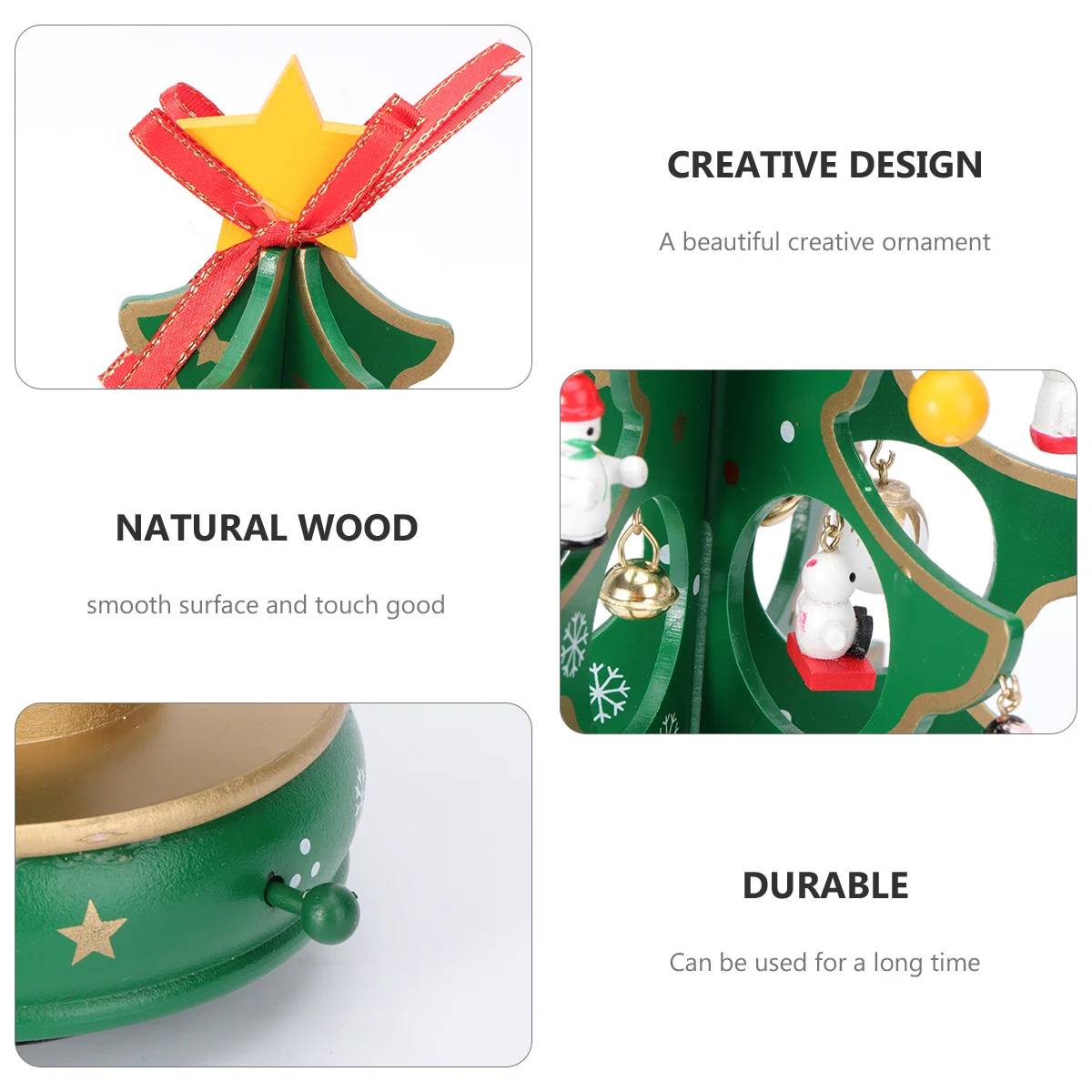 

Christmas Tree Music Box Natural Wood Smooth Finish Handmade Green Mini Music Box with Famous Melody Perfect Gift for Girlfriend