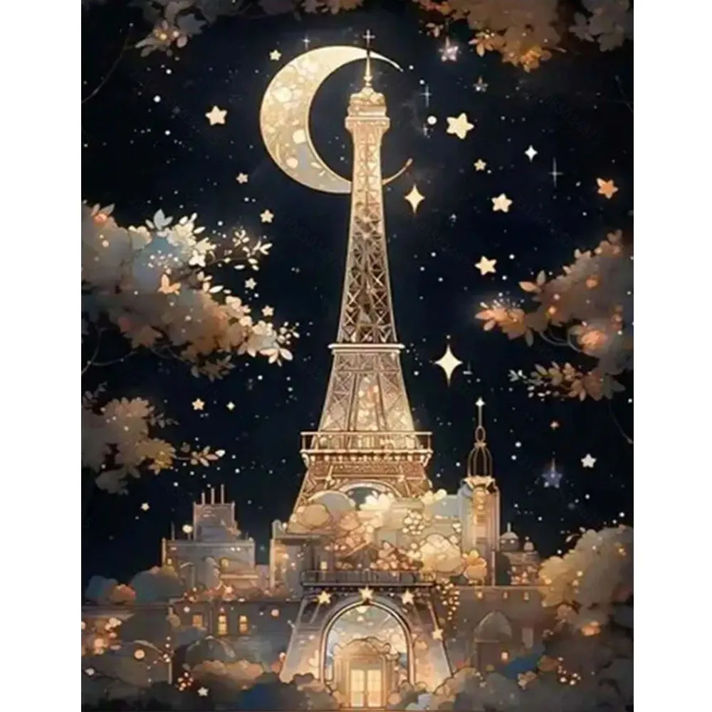 Conjunto de Pintura Diamante Torre Eiffel, Kit DIY de Pintura Diamante Completo para Adultos, Decoração de Casa, Estilo Adulto, Artesanato Sem Moldura