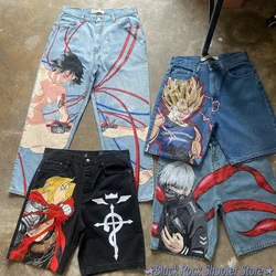 Harajuku Popular Y2k Baggy Jeans Vintage Wide Leg Denim Pants Popular Anime Sweatpants Streetwear Couples Trouser Men Clothing