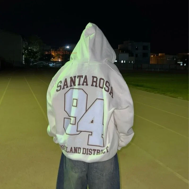 Street Retro Long Sleeve Cardigan Men Women Letter Printed Zipper Hoodie Autumn Winter Ins New Tide Loose Cotton Hooded Jacket