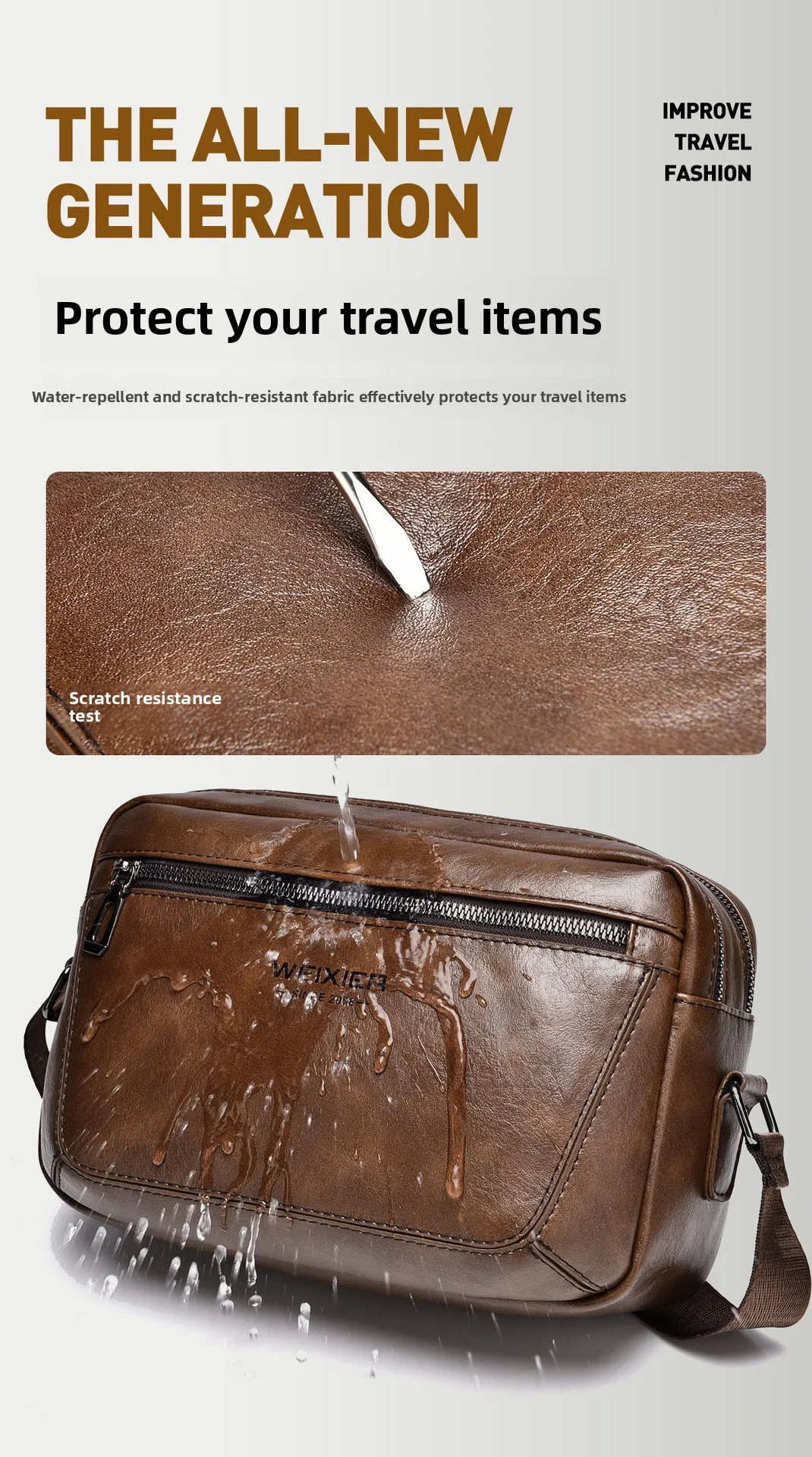 New Men's Diagonal Cross Bag, Large Capacity Casual Shoulder Bag, High-end Casual Small Shoulder Bag, PU Mailman Bag for Men