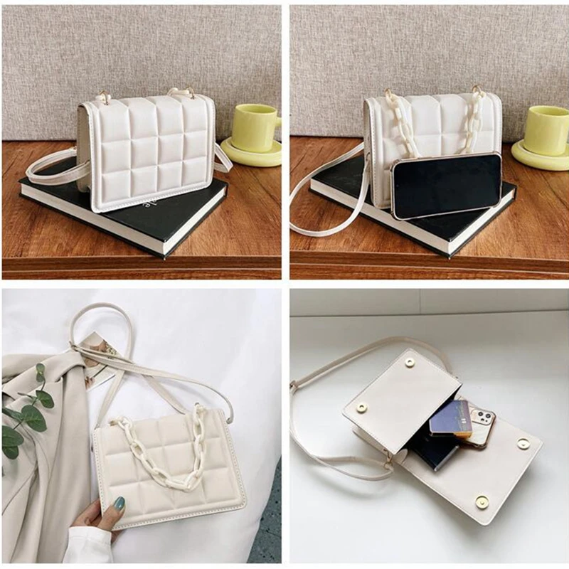 Korean Fashion Embossed Flap Crossbody Bag Mini  Purses and Handbags Luxury Designer for Women Purses Square Shoulder Bag