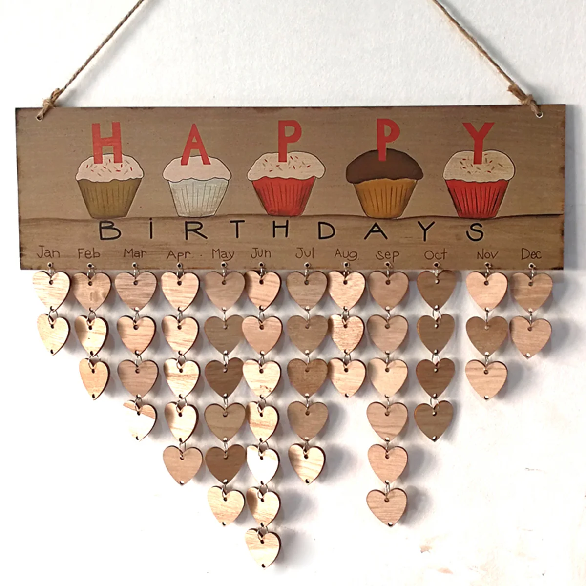 Happy Birthday Sign Wooden Plaque Calendar Reminder Hanging Colorful Board Work