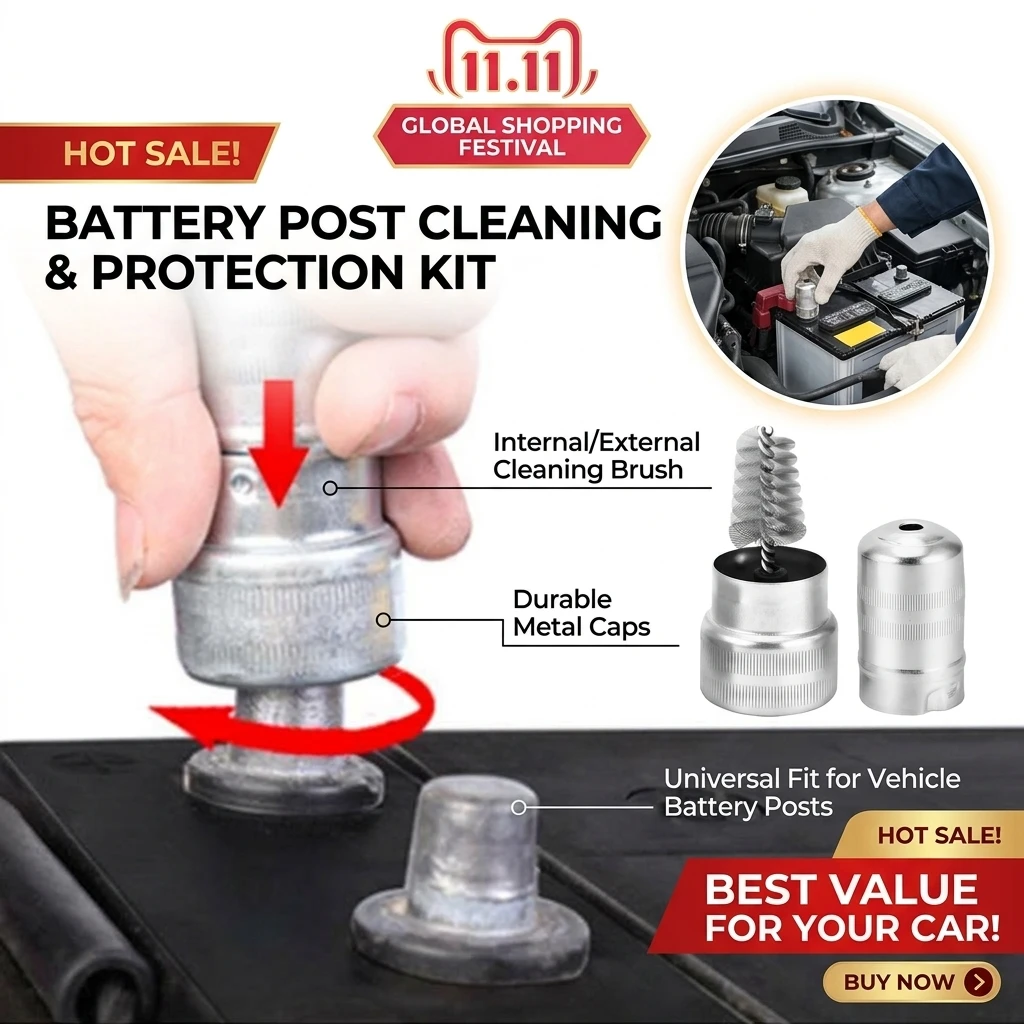 Car Wash Cleaning Battery Wire Brush Car Battery Post Terminal Cleaner Dirt Corrosion Brush Hand Clean Tool Car Detailing Brush