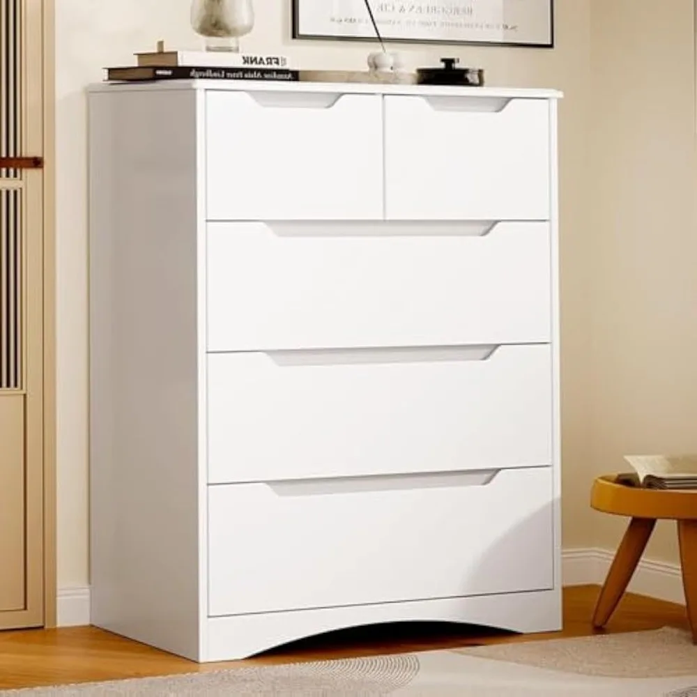 

5 Drawer Dresser，Dresser for Bedroom with Anti-Tripping Device, Dresser for Closet with Embedded Handles for Home