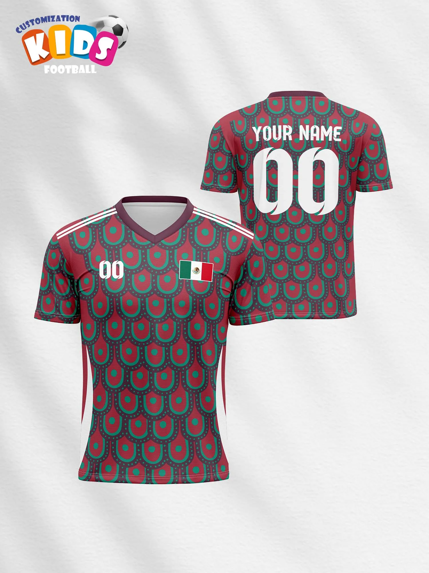 2026 Children's Custom Name and Number Sports V-Neck Jersey, Quick-Drying, Stylish, Heat-Sublimation Technology, Casual Wear