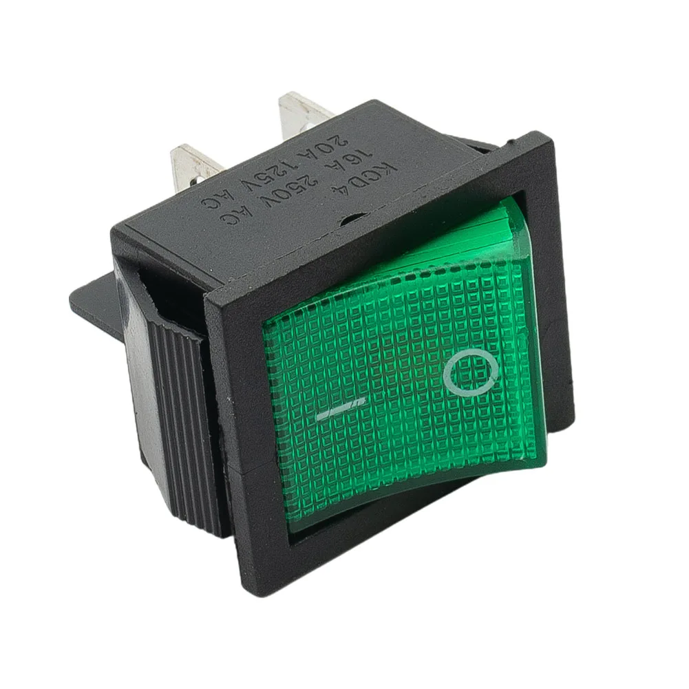 DPST Rocker Switch with Waterproof Cover and 4 Terminal Pins Rated 16A 250VAC for Use in Machine Tools and Electrical Devices