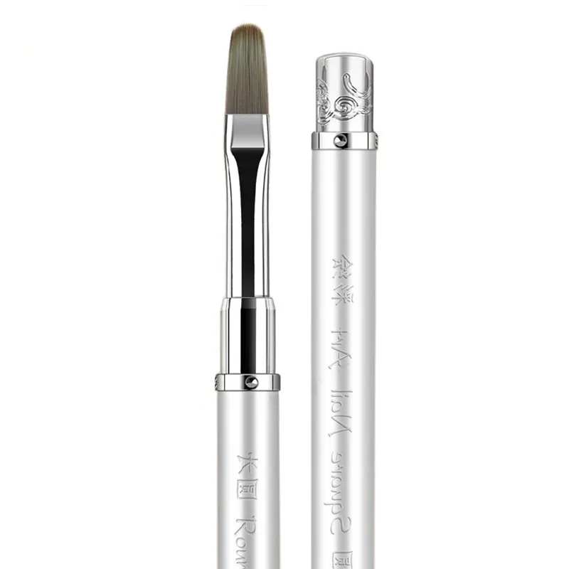 1/6 قطعة مزدوجة الرأس مقبض معدني فرشاة الأظافر بطانة فرشاة اللوحة القلم فرشاة جل كريستال مسمار الفن مانيكير #1