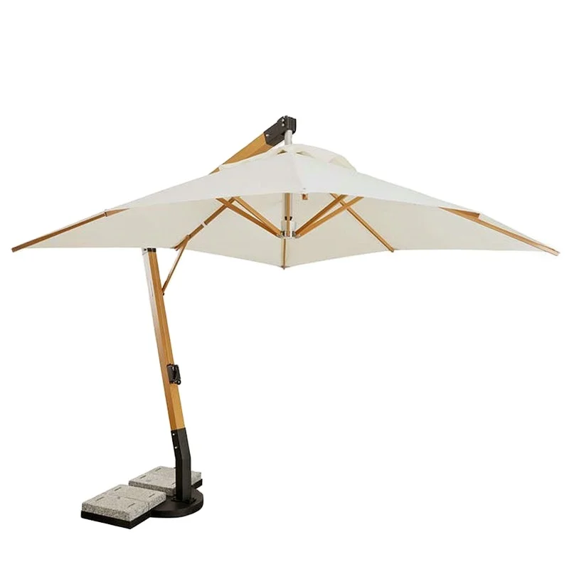 

2024 Heavy Duty Outdoor Garden Sunshade Parasol Manual Lift Patio Wooden pole Umbrella Customize Garden Outdoor Sun Umbrella