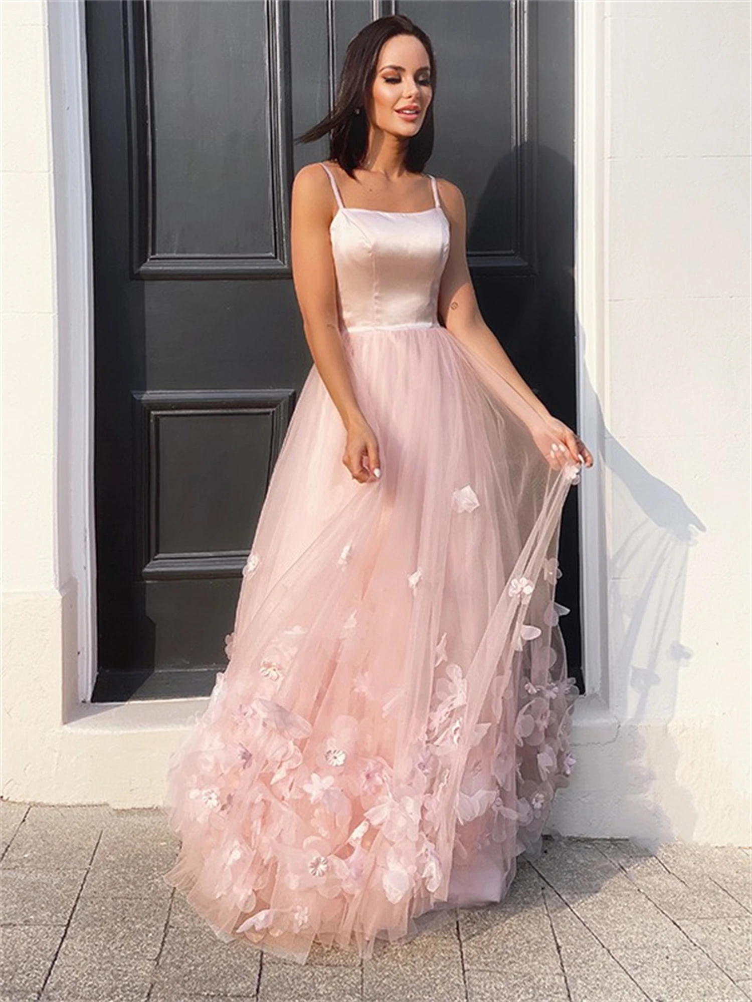 Aileen 3D Flowers Ball Gowns Long Wedding Party Dress Women Elegant Luxury Evening Dresses 2025 Pink Graduation Gown Customized