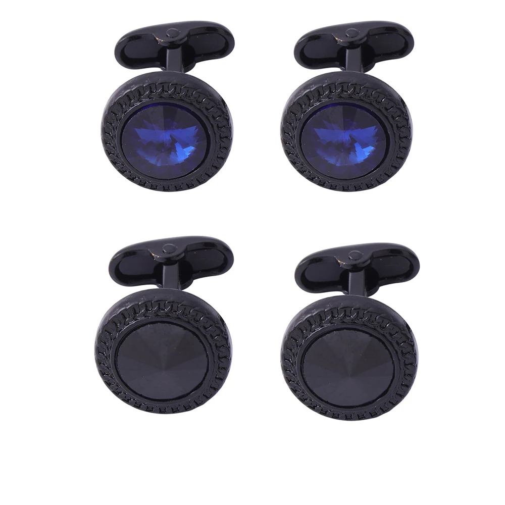 Fashion Round Black Cufflinks for Men Male Luxury Fine Alloy Shirt Cufflinks Personalized Creative Jewelry Accessories Hot Set