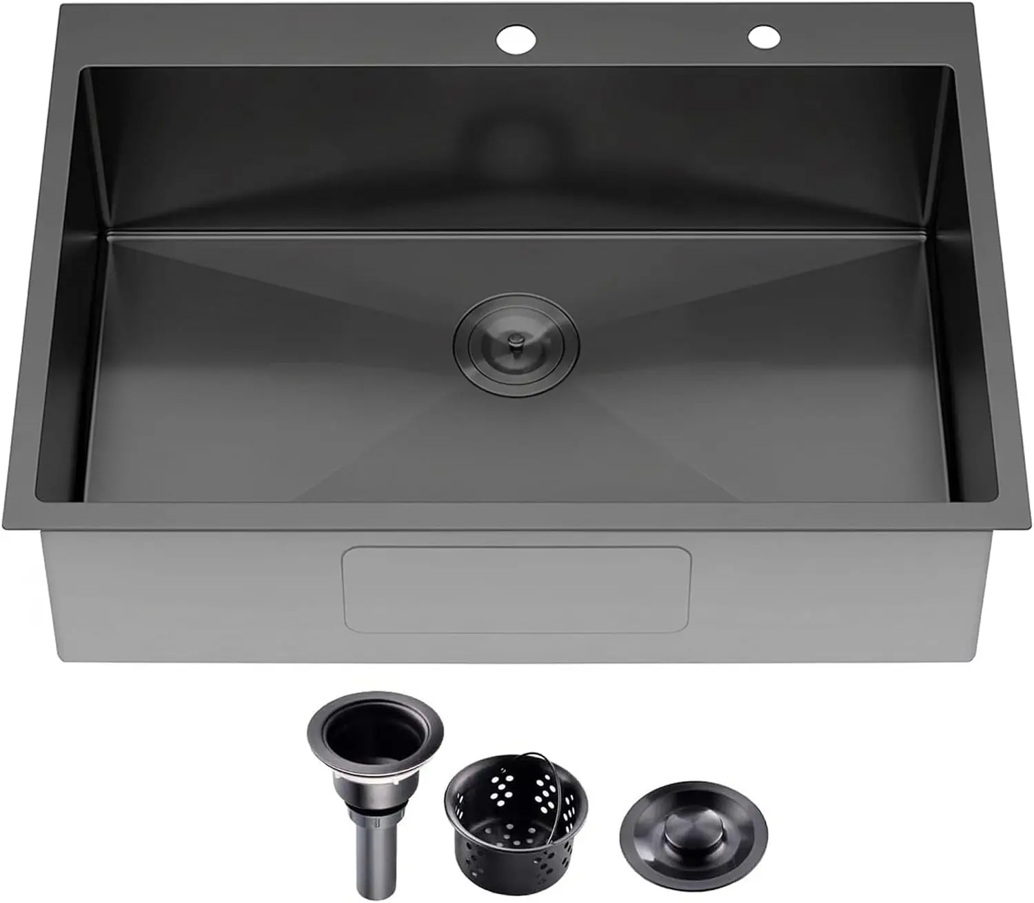 33x22 Inch Drop in Kitchen Sink Black Large Single Bowl