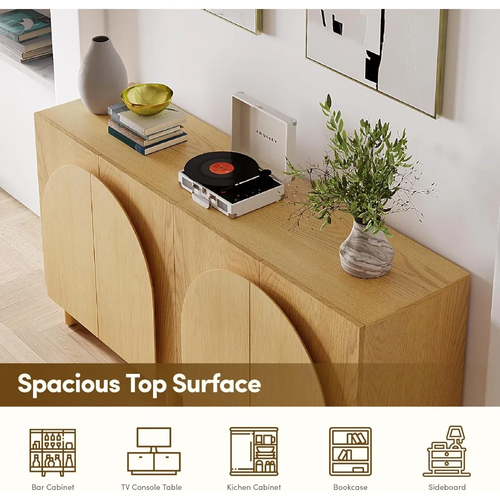 

Mid-Century 65 Modern Arched Door Wooden Storage Cabinet, Set of 3, Versatile, Buffet and Media Console with Soft-Close Hinges