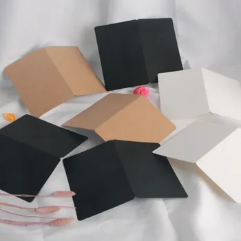 Cartões em branco de papel kraft com 10 unidades, tipo dobrável, cartão de bênção para presente, natal, casamento, festival, envelope, cartão de convite