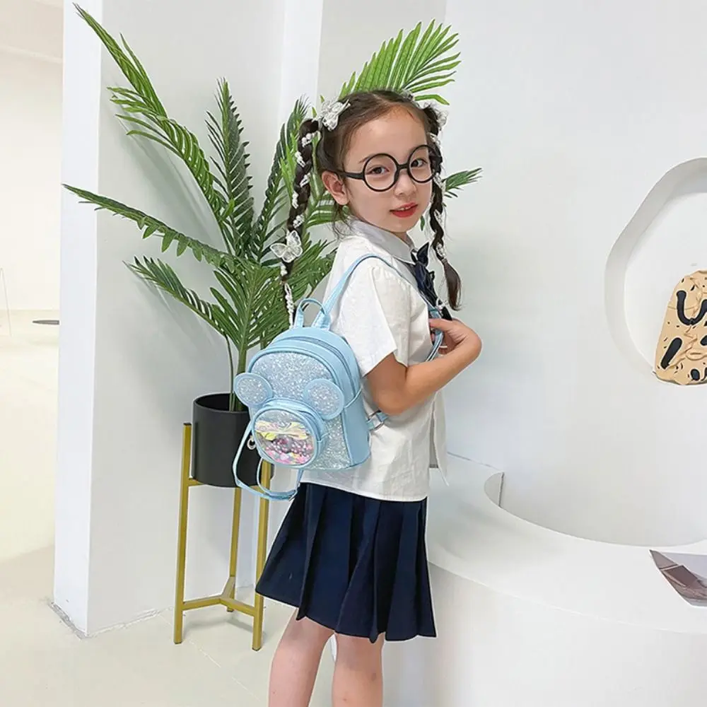 Mochila escolar informal resistente al desgaste con lentejuelas coloridas, bonitas mochilas de princesa ecológicas, mochila escolar de viaje con dibujos animados para niños con orejas grandes