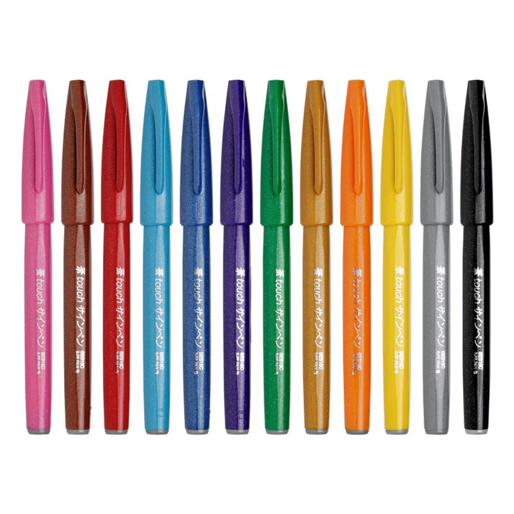 1pcs Japan Pentel TOUCH Color Soft Head Brush Hand Account Greeting Card Writing Practice Signature 24 Color Full Art Supplies