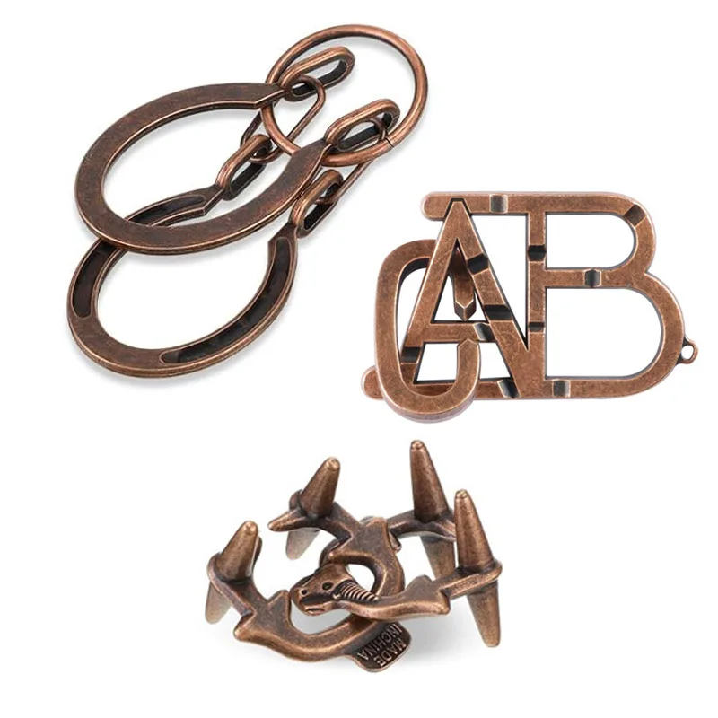 3PCS Metal Magic Baffling Puzzles Brain Teasers For Kids Adults IQ Test Disentanglement Unlock Interlock Game Educational Toys