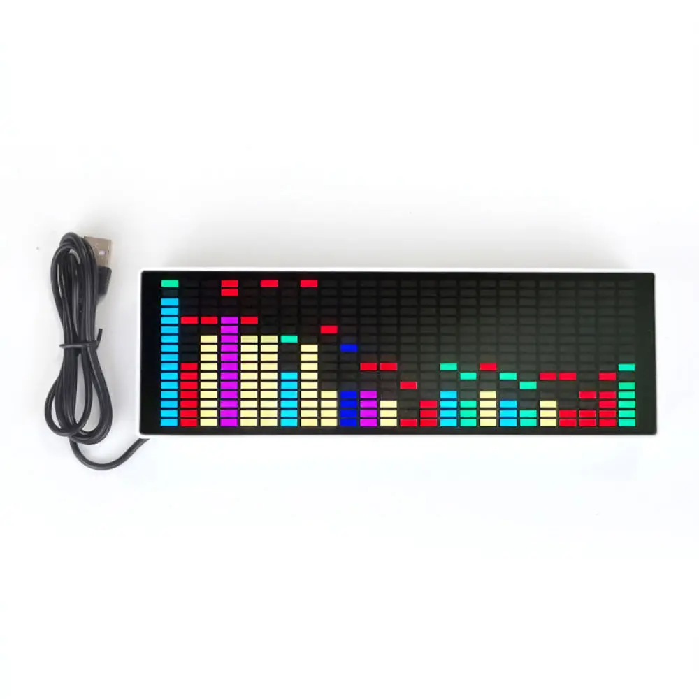 For HQXRTEK LED Clock RGB Rhythm Lamp Voice Activated Music Spectrum Visualizer Desktop Atmosphere Decor Level Indicator