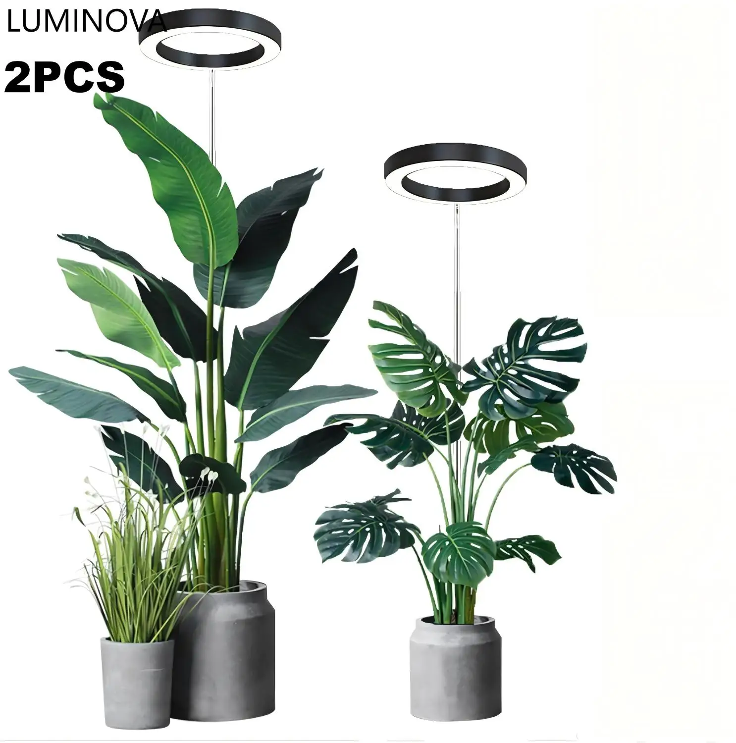 2 قطعة أضواء LED تنمو للنباتات الداخلية الطيف الكامل أحمر أزرق أبيض الطابق تنمو مصباح مع مؤقت 3/9/12H مع وحدة تحكم #1