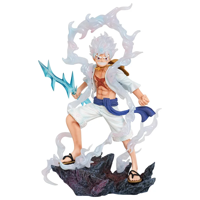 

One Piece Anime Figurine Lightning Luffy Gear 5 Sun God Nikka Squatting Scene PVC Action Figure Collection Model Decora Toy Gift